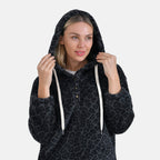 La Marey Plush Hoodie with Buttons (Size 8 to 10) - Black