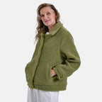 La Marey Fleeced Button Up Jacket with 2 Side Pockets  - Green