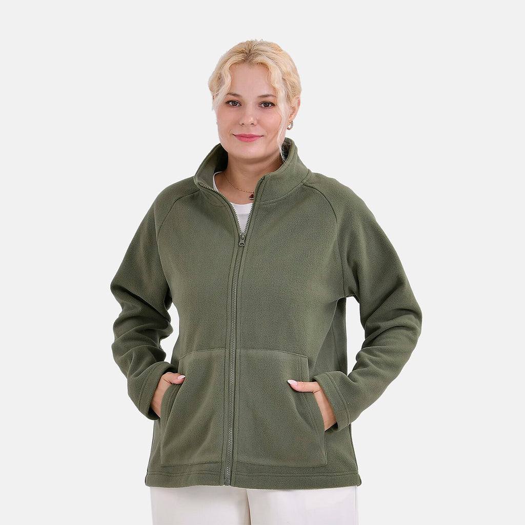 La Marey Teddy Borg Fleece Zip-up Jacket (Size XL) - Olive Green