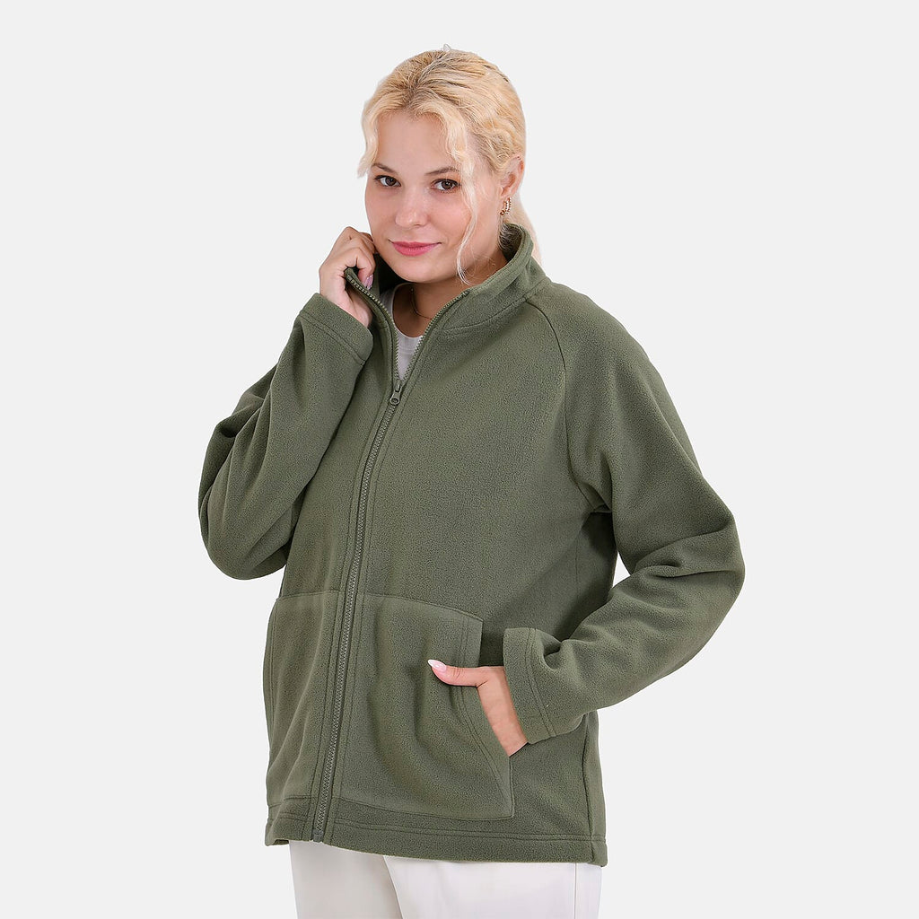 La Marey Teddy Borg Fleece Zip-up Jacket (Size XL) - Olive Green