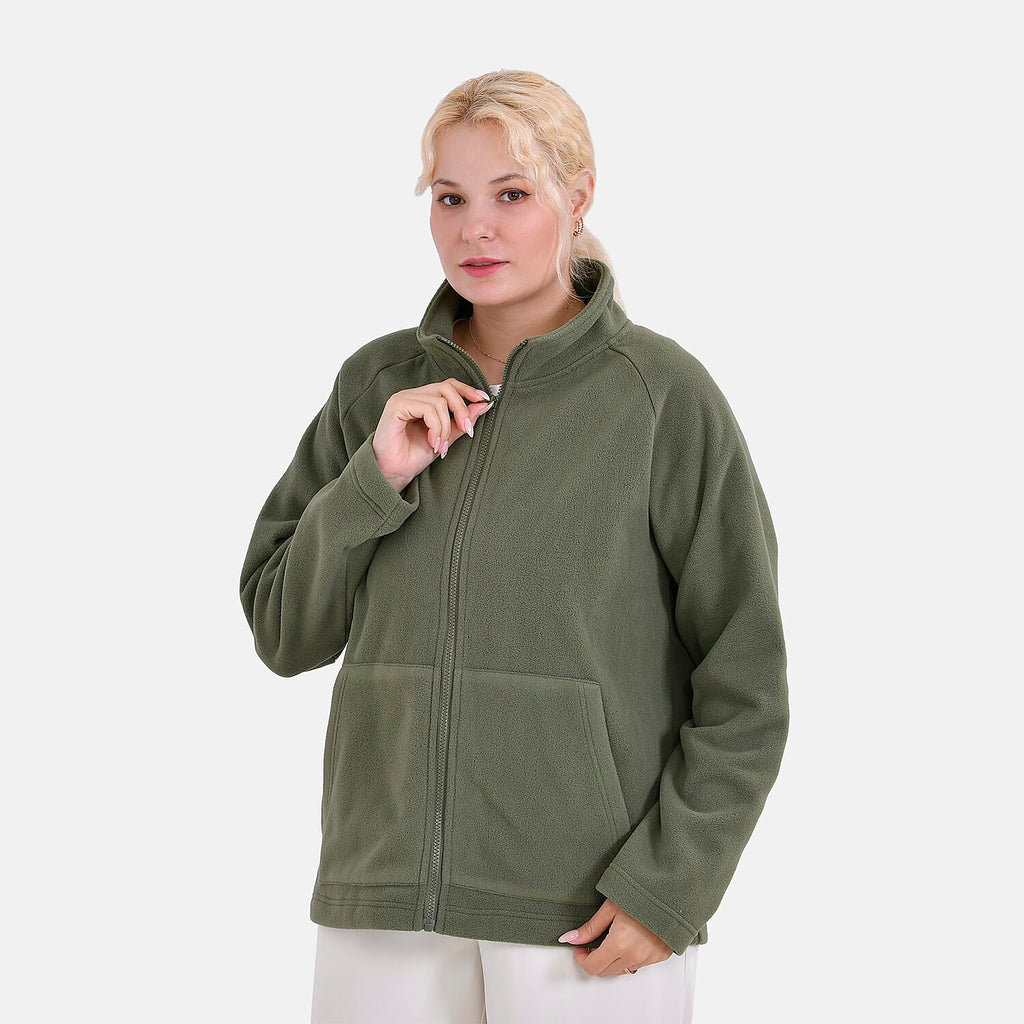 La Marey Teddy Borg Fleece Zip-up Jacket (Size XL) - Olive Green