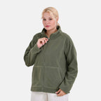 La Marey Teddy Borg Fleece Zip-up Jacket (Size XL) - Olive Green