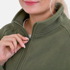 La Marey Teddy Borg Fleece Zip-up Jacket (Size XL) - Olive Green