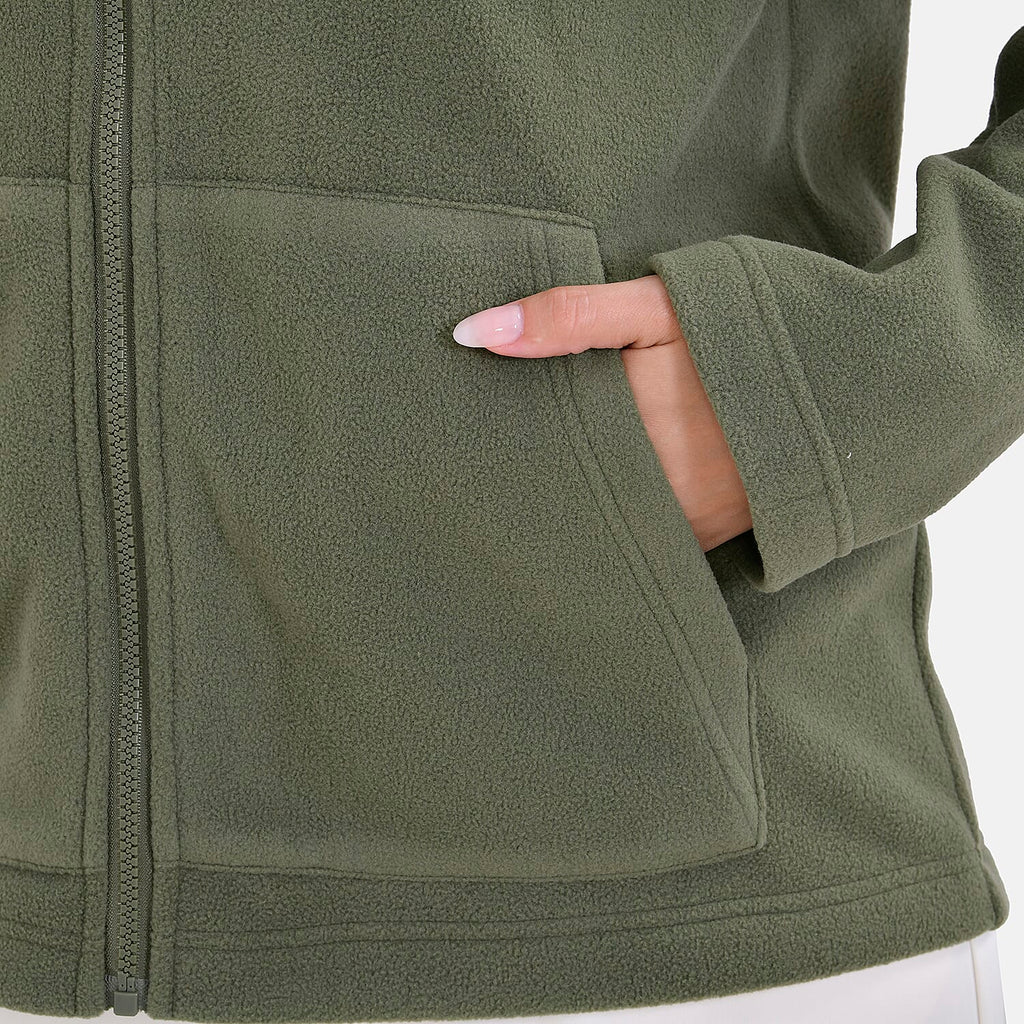La Marey Teddy Borg Fleece Zip-up Jacket (Size XL) - Olive Green