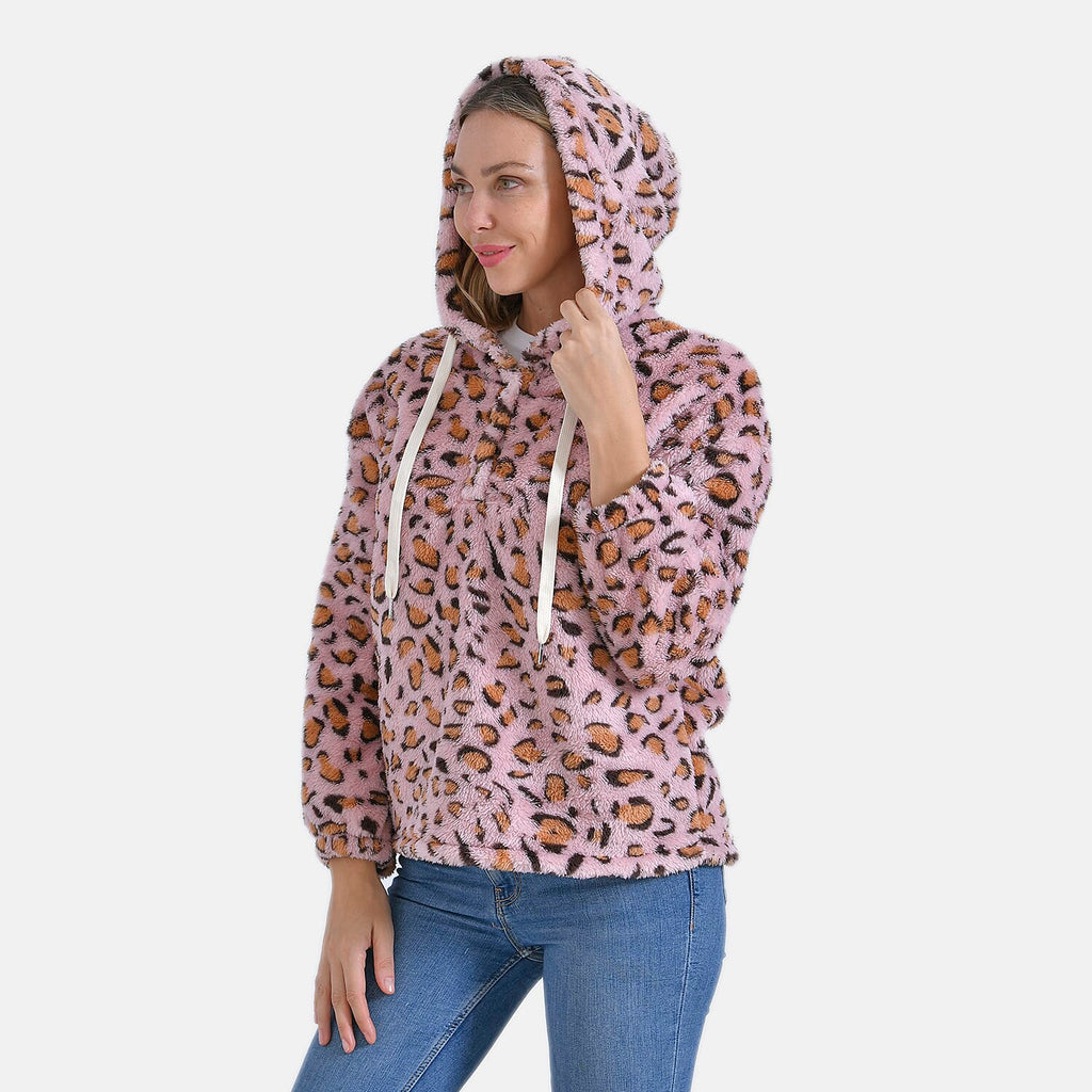 La Marey Plush Hoodie with Buttons (Size 12 to 14) - Pink