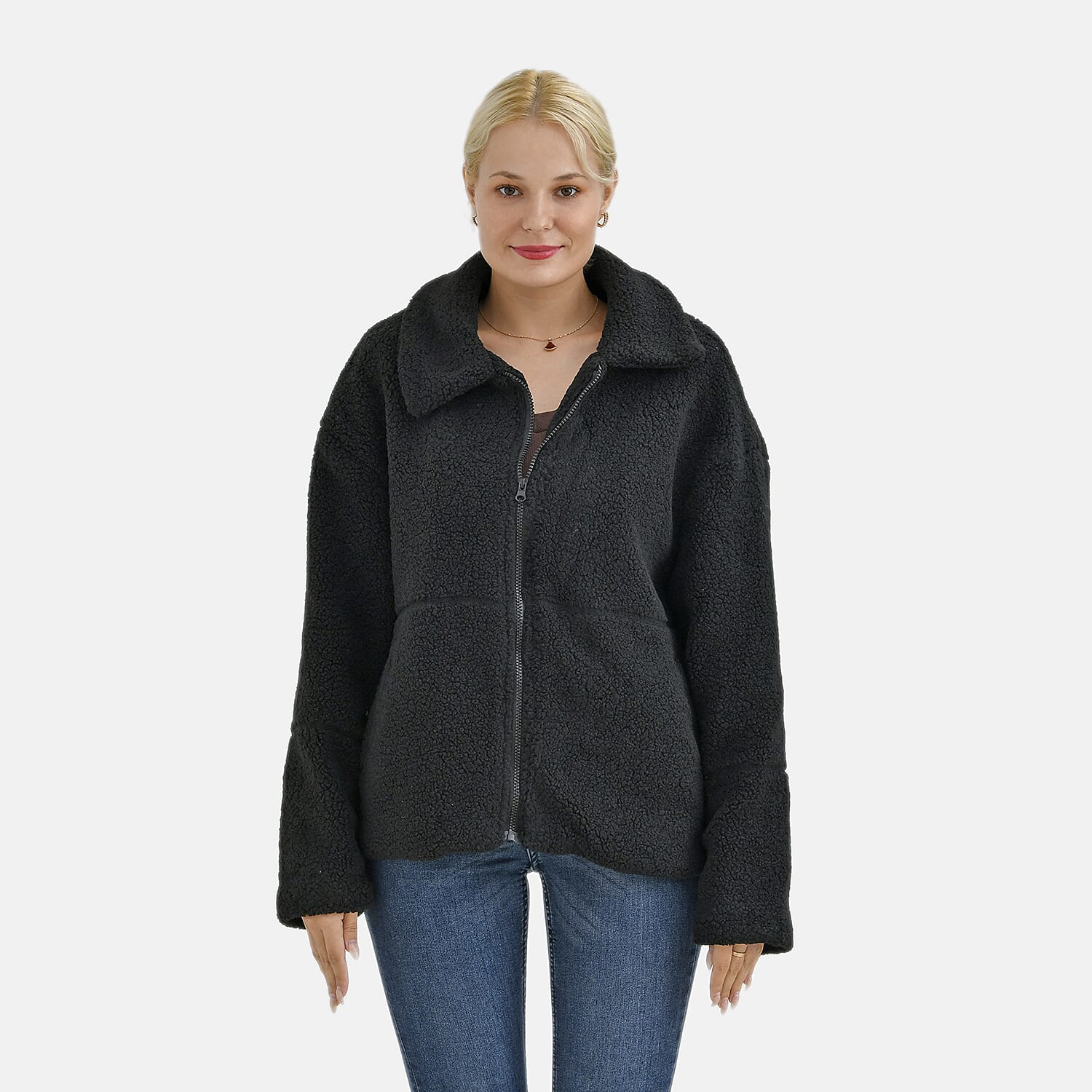 La Marey Borg Jacket with Pockets (Size 20 to 22) - Black