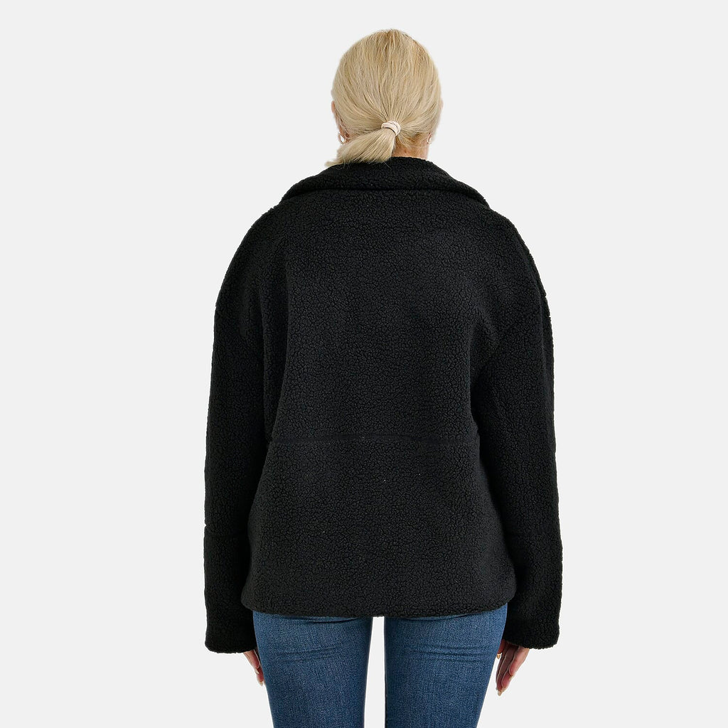 La Marey Borg Jacket with Pockets (Size 20 to 22) - Black