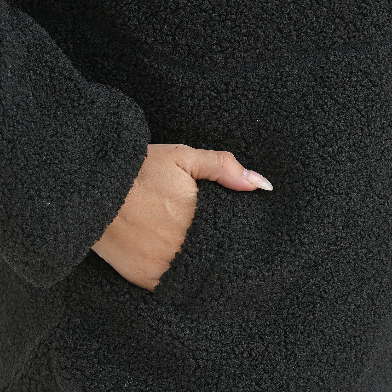 La Marey Borg Jacket with Pockets (Size 20 to 22) - Black