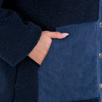 La Marey Corduroy Contrast Jacket with Pockets (Size 74x1 cm) - Blue