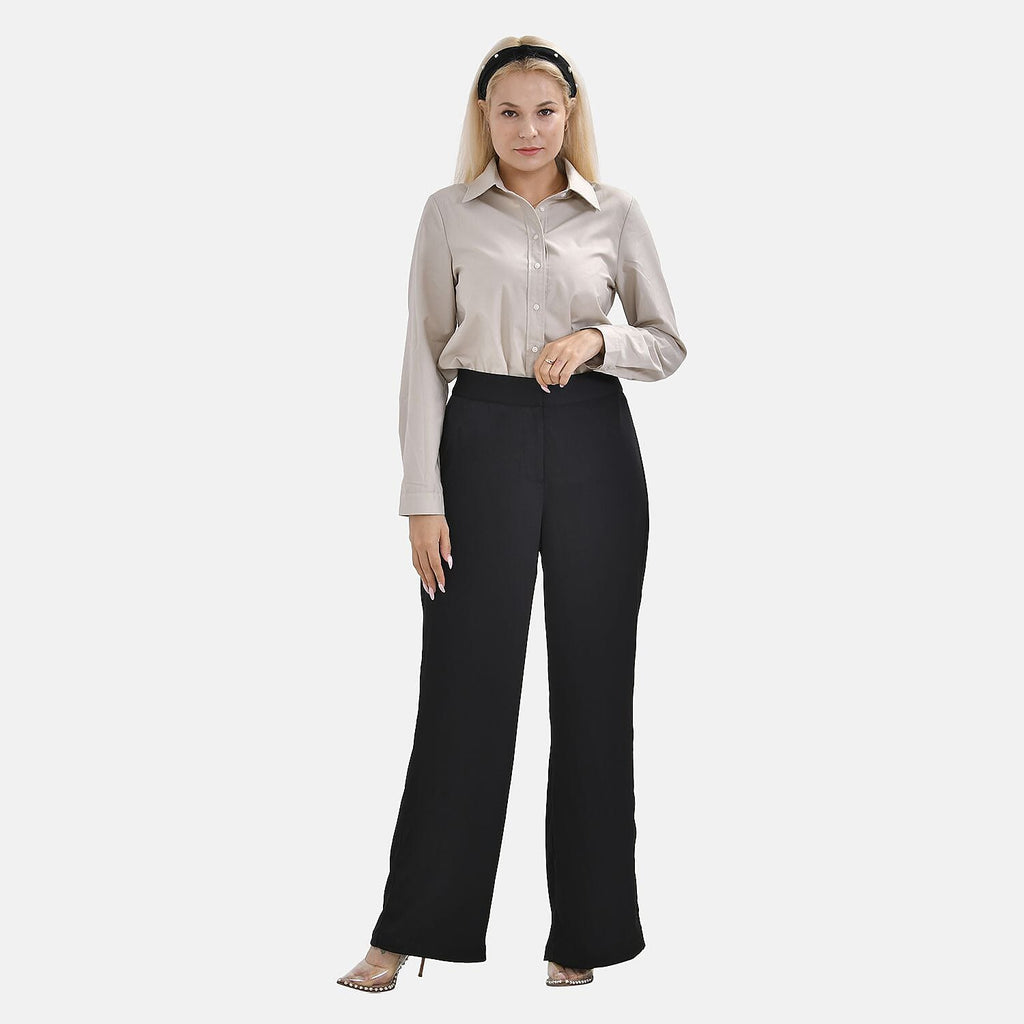 Soft Satin Wide Leg Trousers (Size 22) - Black