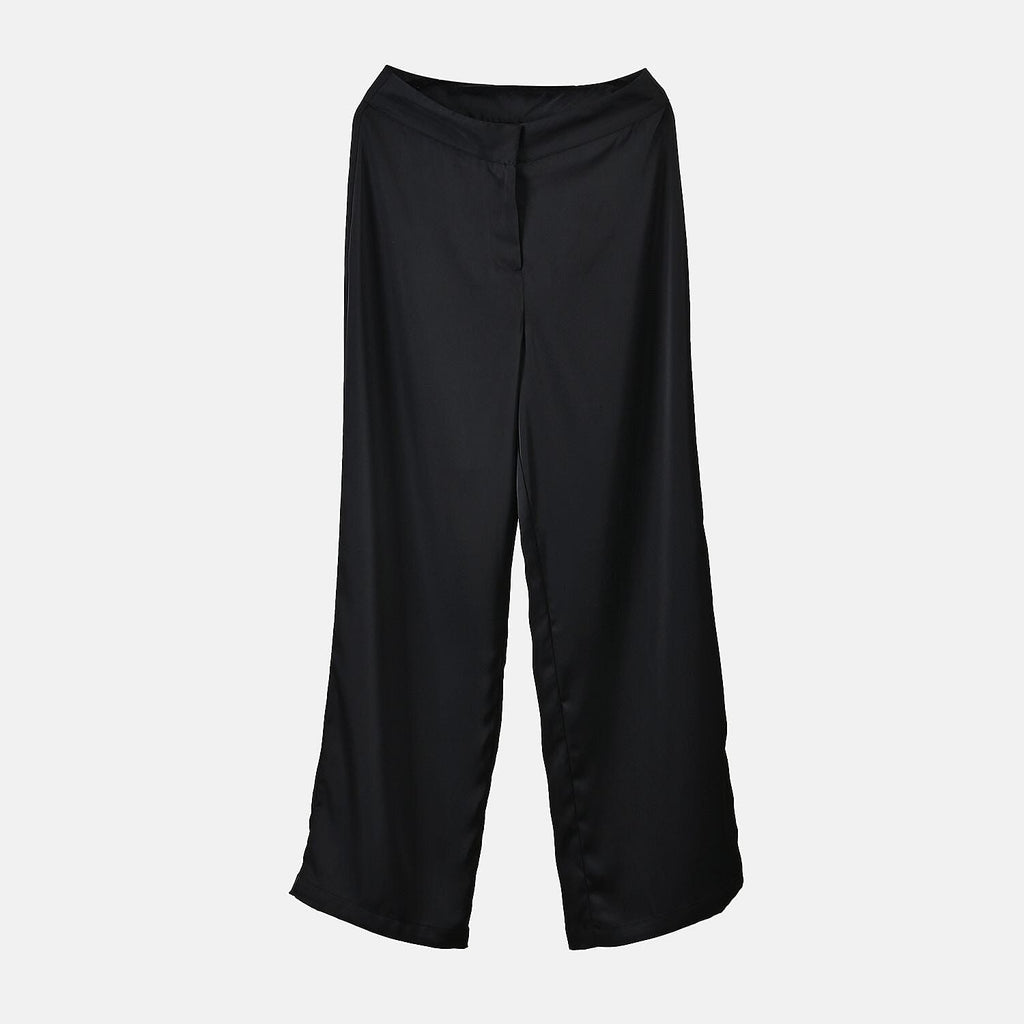 Soft Satin Wide Leg Trousers (Size 22) - Black