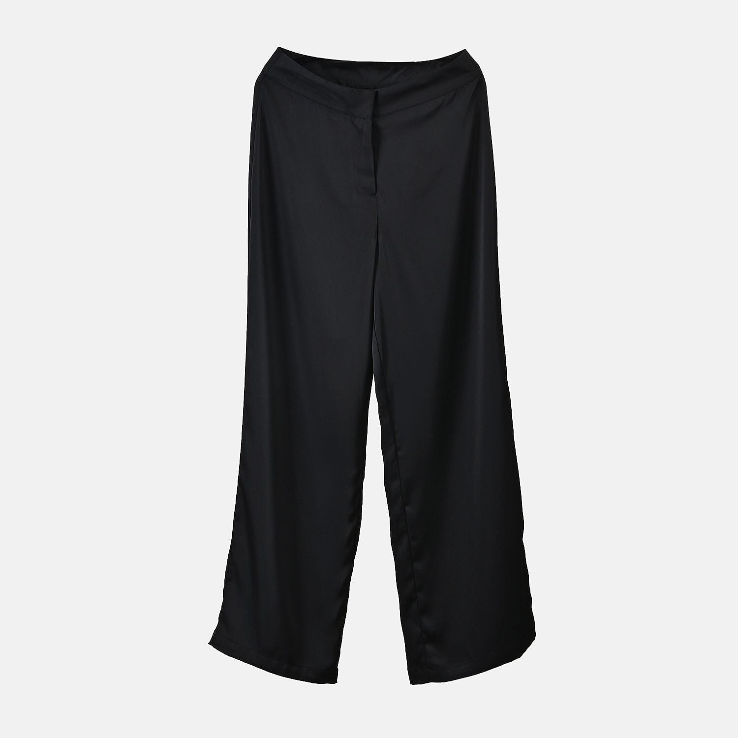 Soft Satin Wide Leg Trousers (Size 22) - Black