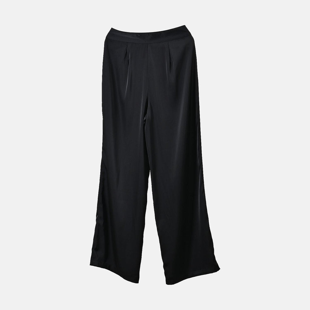 Soft Satin Wide Leg Trousers (Size 22) - Black