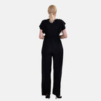 La Marey Smocked Waist Stretch Jersey Jumpsuit (Size M) - Black