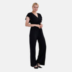 La Marey Smocked Waist Stretch Jersey Jumpsuit (Size M) - Black