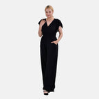 La Marey Smocked Waist Stretch Jersey Jumpsuit (Size M) - Black