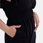 La Marey Smocked Waist Stretch Jersey Jumpsuit (Size M) - Black