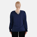 La Marey V-neck Lace Top (Size L) - Navy
