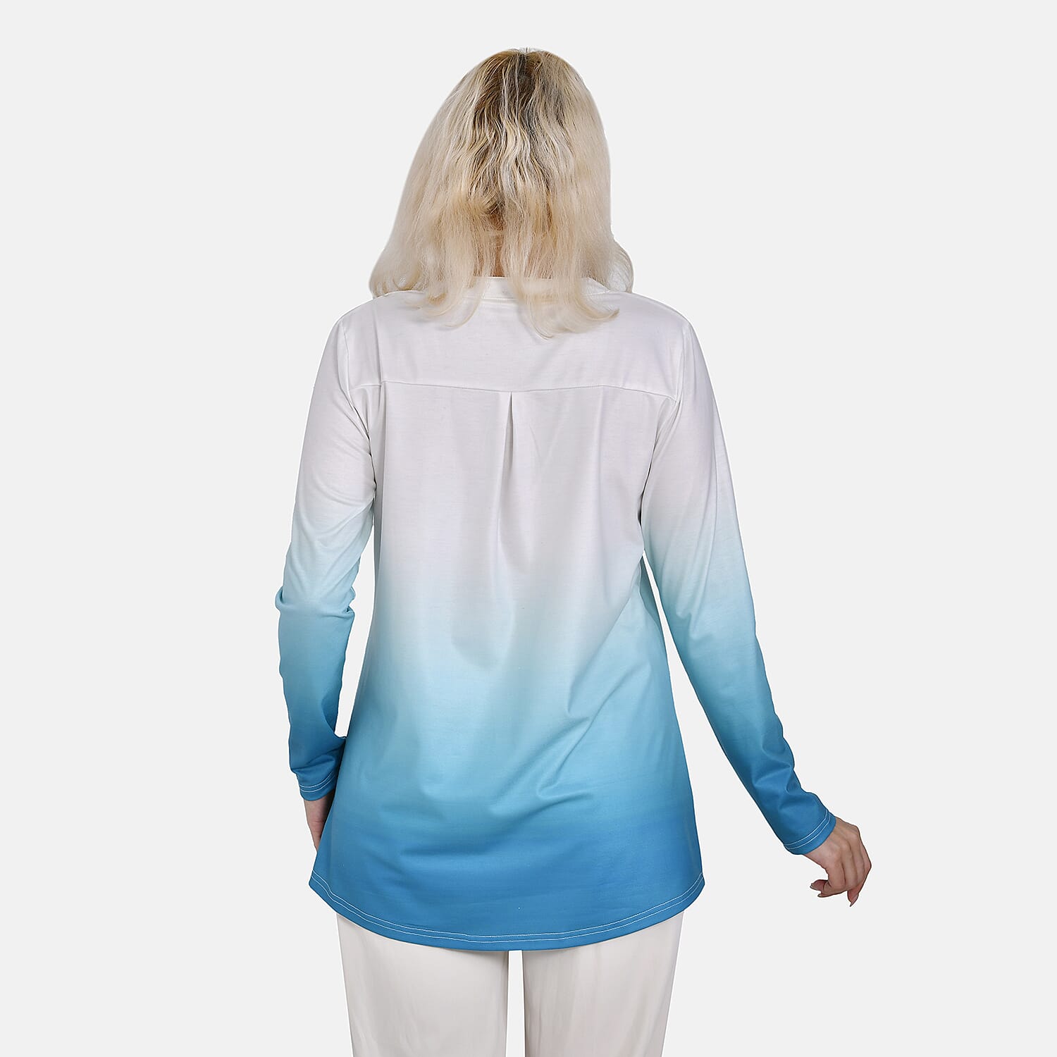La Marey Ombre V-Neck Top (Size L 16 TO 18) - Turquoise