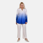 La Marey Ombre V-Neck Top (Size L 16 to 18) - Royal Blue