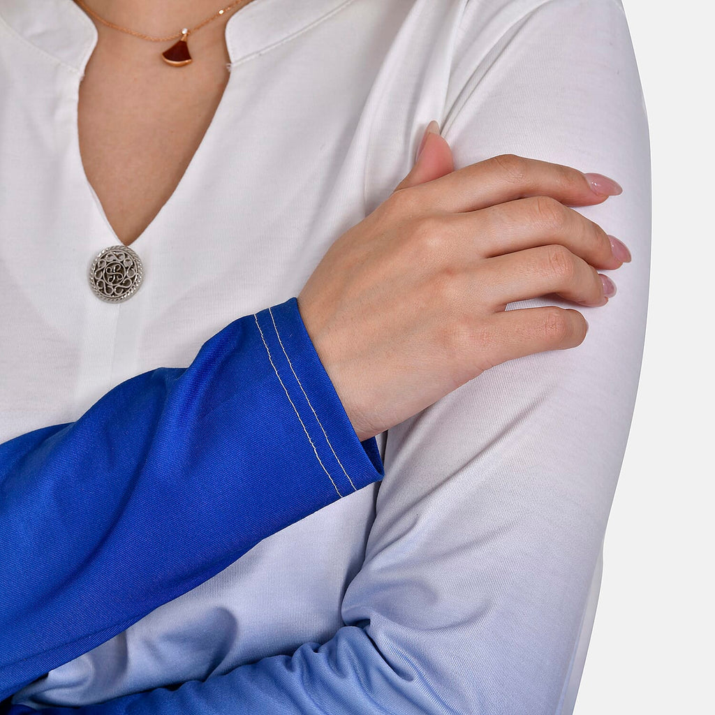 La Marey Ombre V-Neck Top (Size L 16 to 18) - Royal Blue