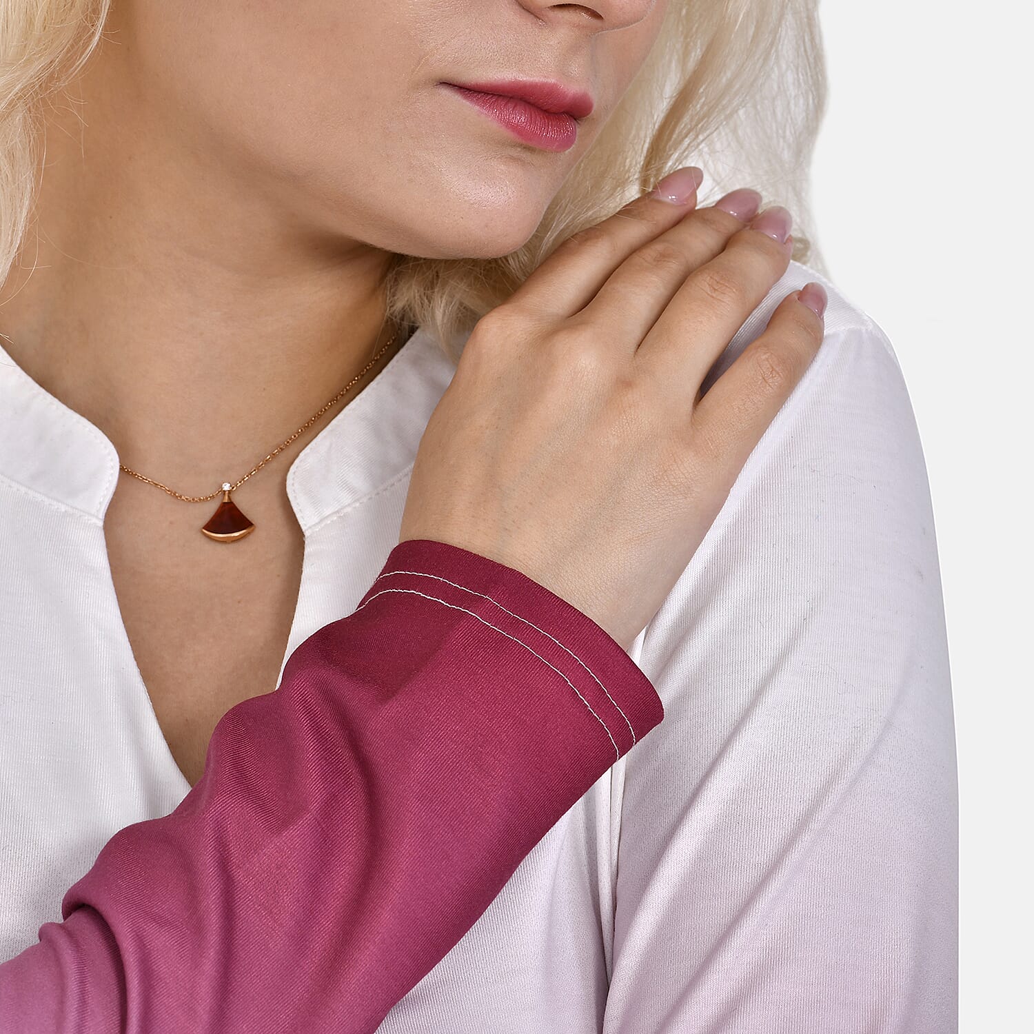 La Marey Ombre V-Neck Top (Size L 16 to 18) - Pink