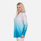 La Marey Ombre V-Neck Top (Size XL 20 to 22) - Turquoise