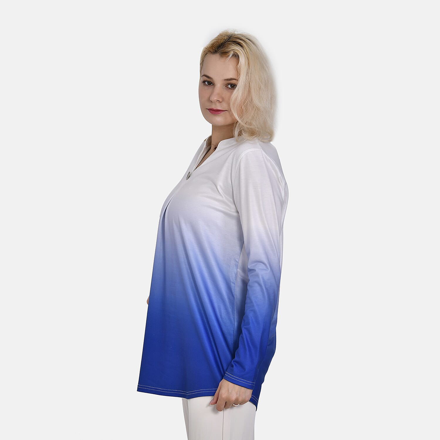 La Marey Ombre V-Neck Top (Size XL 20 TO 22) - Royal Blue