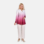 La Marey Ombre V-Neck Top (Size XXL 24 to 26) - Pink