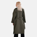 LA Marey Windproof Cotton Blend Trench Coat (Size 12-14) - Green