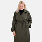 LA Marey Windproof Cotton Blend Trench Coat (Size 12-14) - Green