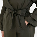 LA Marey Windproof Cotton Blend Trench Coat (Size 12-14) - Green