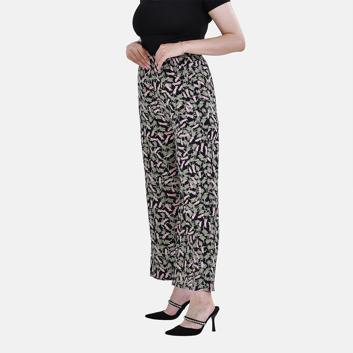 La Marey Polyester Printed Jean and Pant-Trouser (Size L) - Black