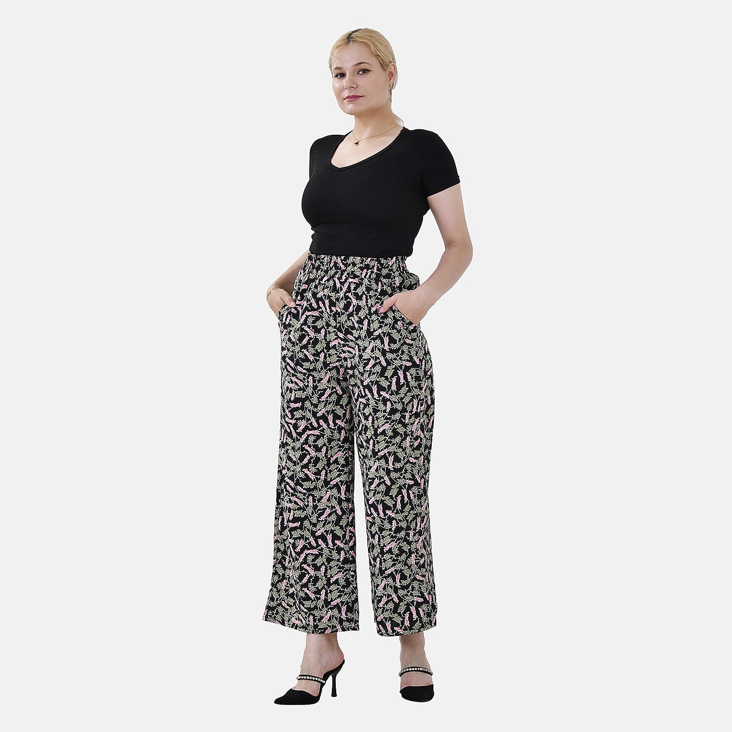 La Marey Polyester Printed Jean and Pant-Trouser (Size XL) - Black