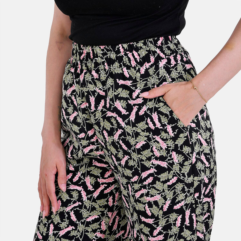 La Marey Polyester Printed Jean and Pant-Trouser (Size XL) - Black
