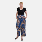 La Marey Polyester Printed Jean and Pant-Trouser (Size XL) - Blue Floral