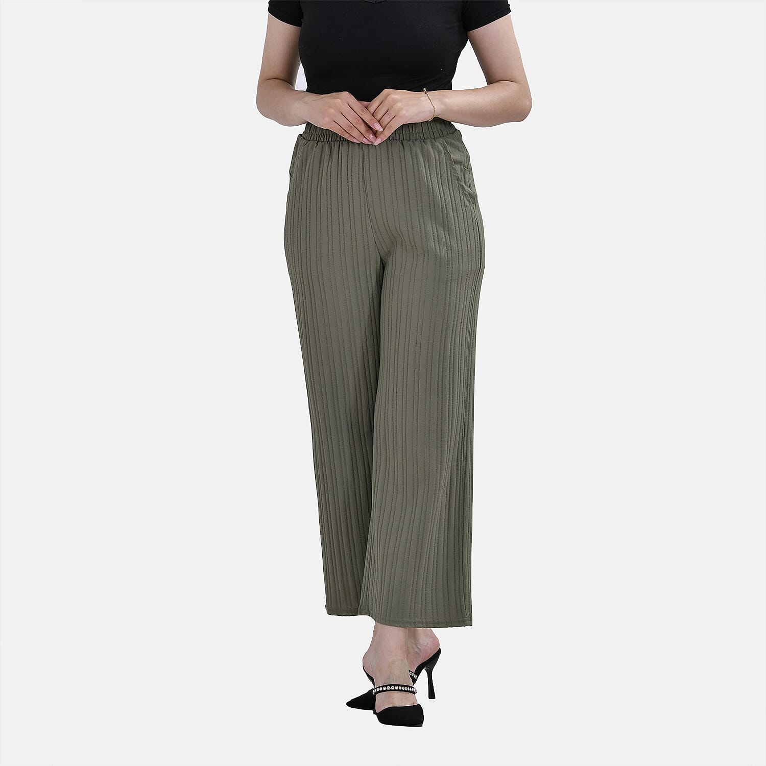 La Marey Polyester Printed Jean and Pant-Trouser (Size L 16 to 18) - Green & Green
