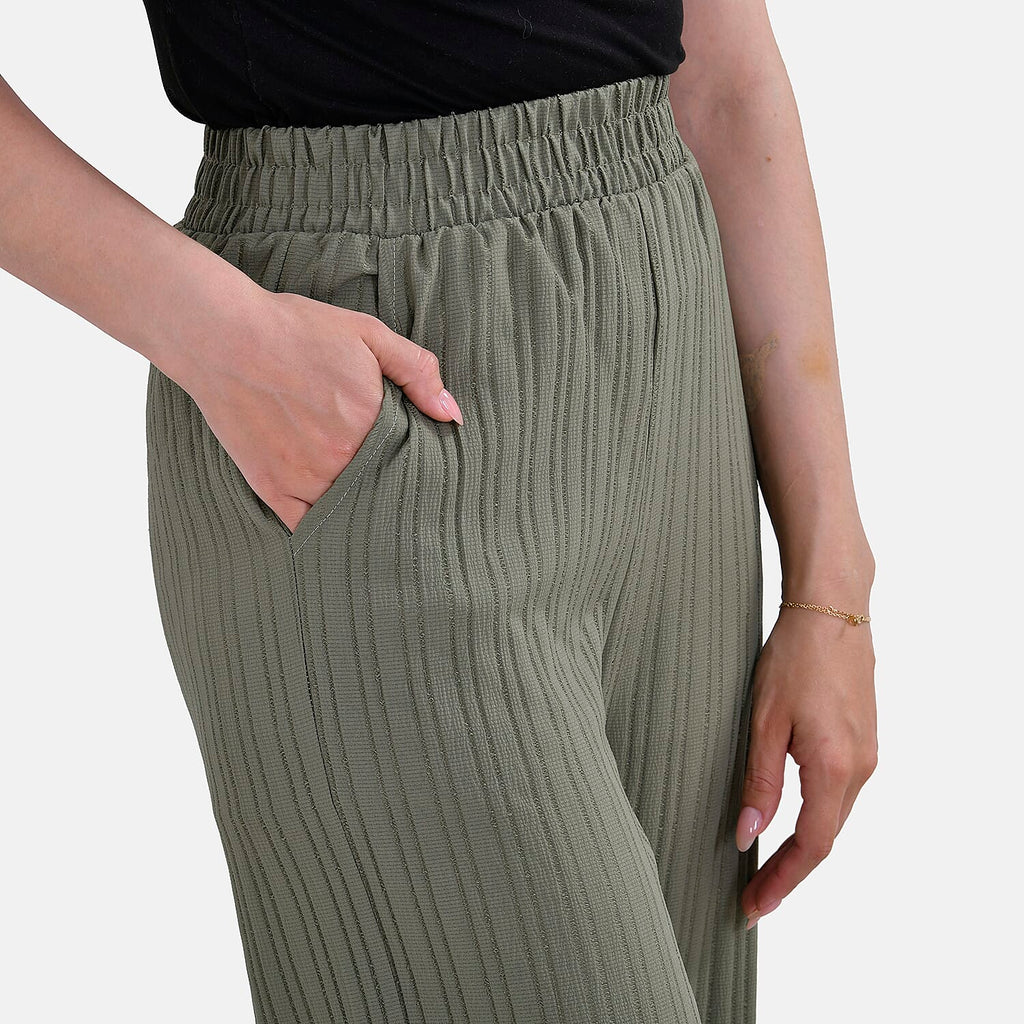 La Marey Polyester Printed Jean and Pant-Trouser (Size L 16 to 18) - Green & Green