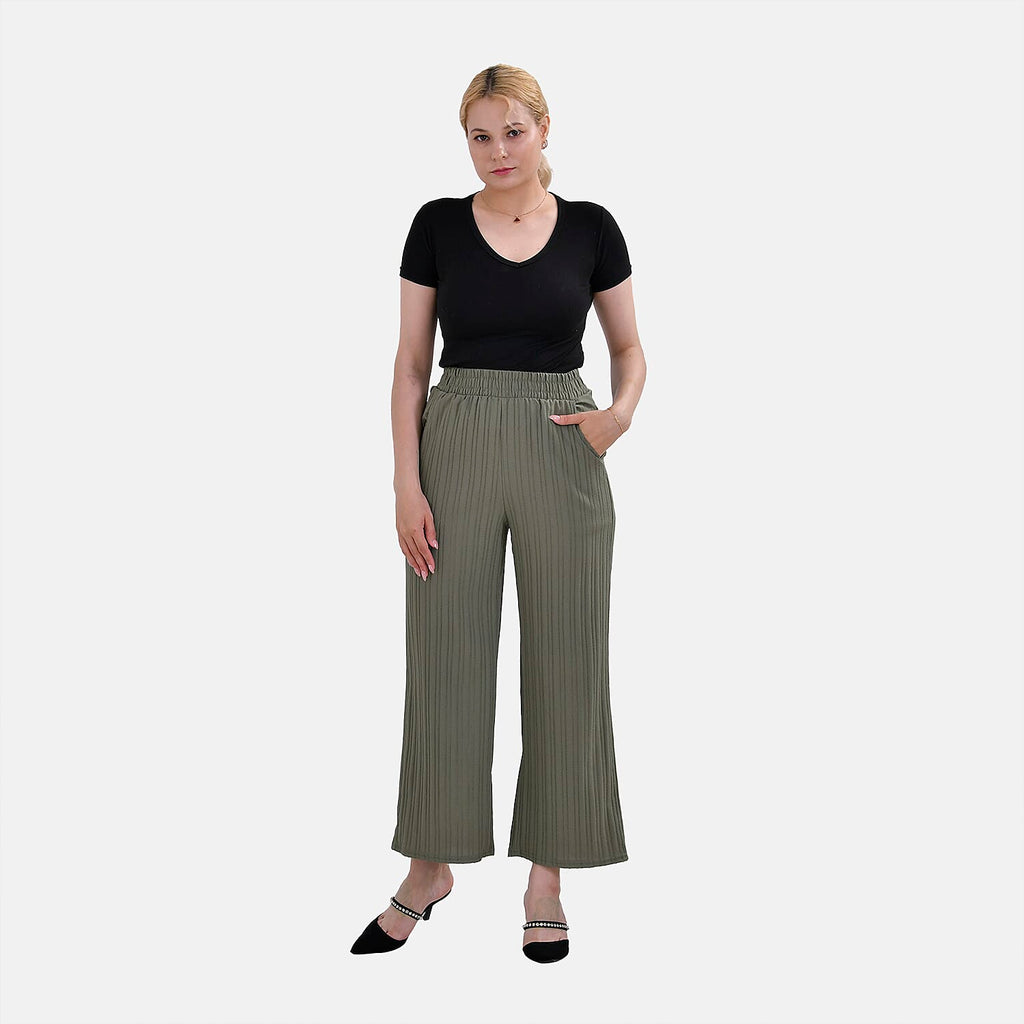 La Marey Polyester Printed Jean and Pant-Trouser (Size XL 20 to 22) - Green & Green