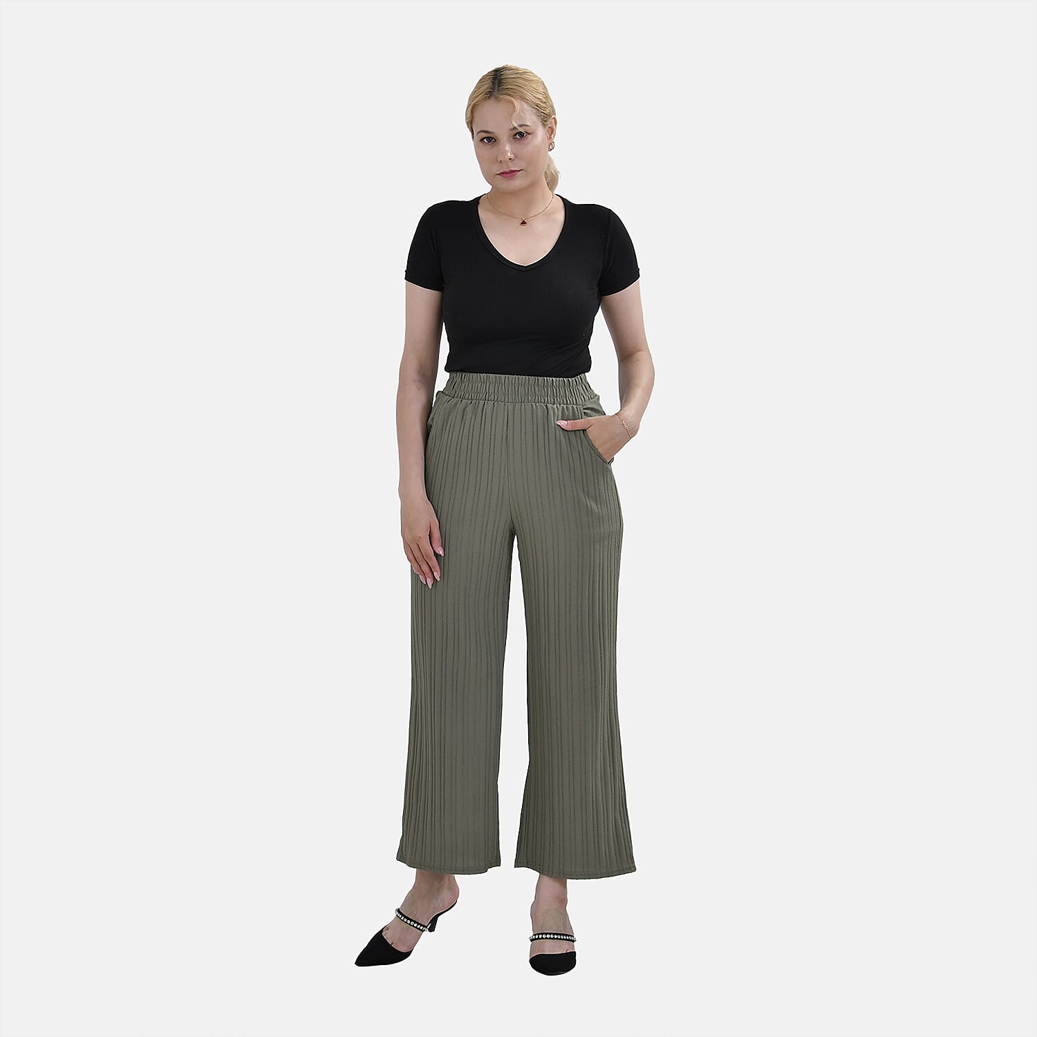La Marey Polyester Printed Jean and Pant-Trouser (Size XL 20 to 22) - Green & Green