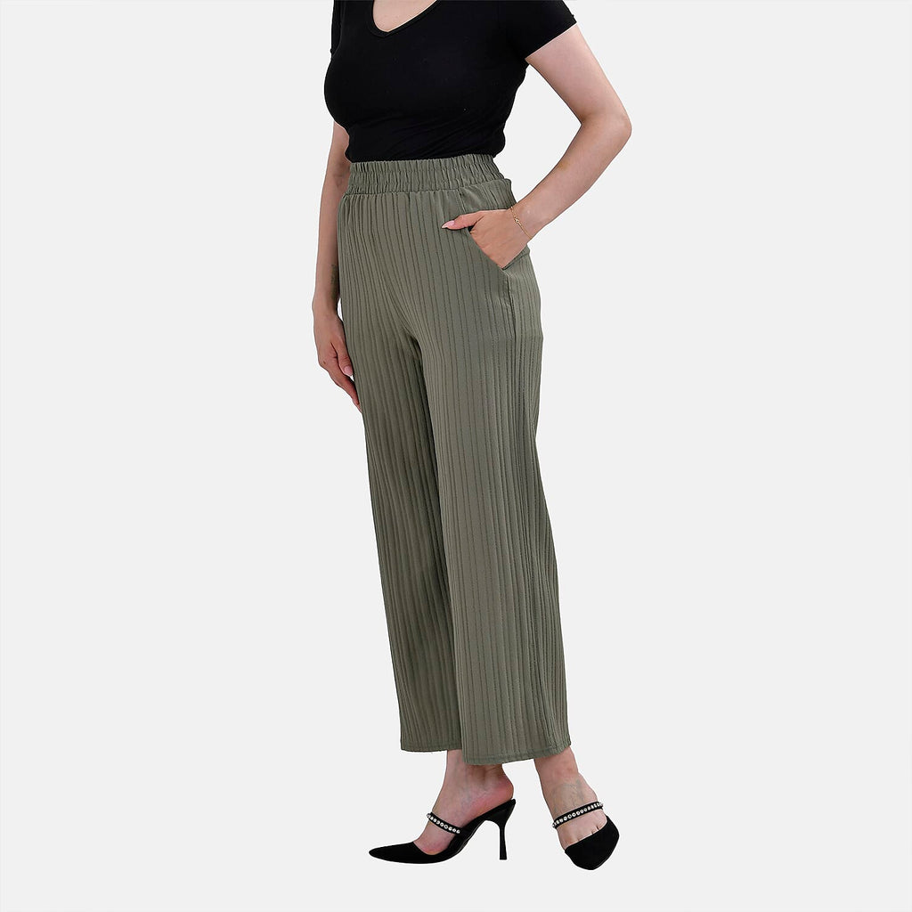 La Marey Polyester Printed Jean and Pant-Trouser (Size XL 20 to 22) - Green & Green