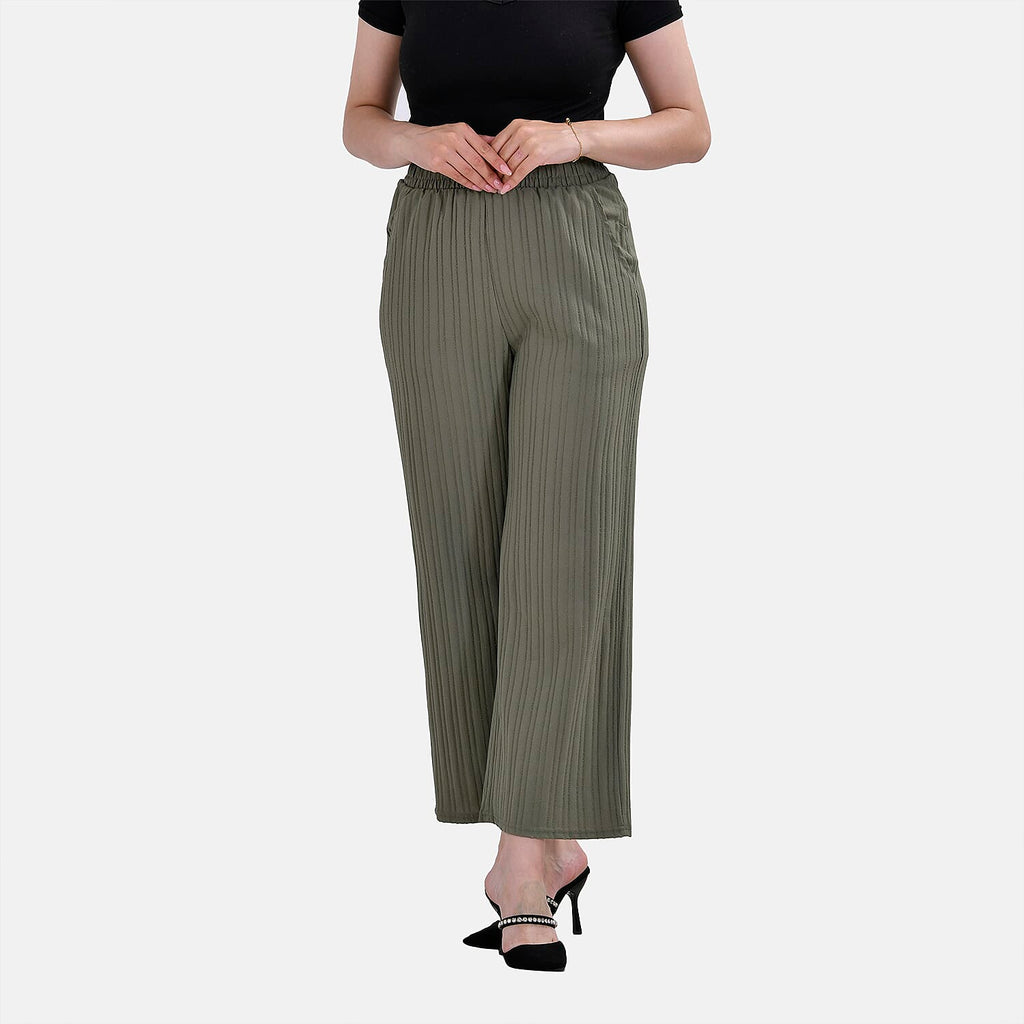 La Marey Polyester Printed Jean and Pant-Trouser (Size XL 20 to 22) - Green & Green