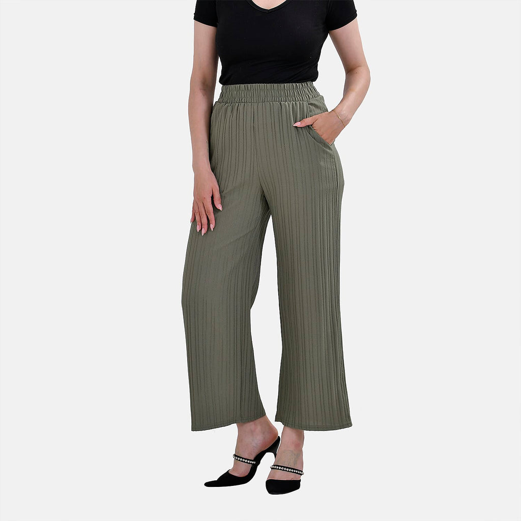 La Marey Polyester Printed Jean and Pant-Trouser (Size XL 20 to 22) - Green & Green