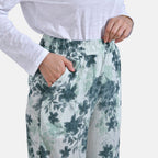 La Marey Floral Print Mid-Rise Elastic Waistband Wide Leg Trouser (Size XL) - Green