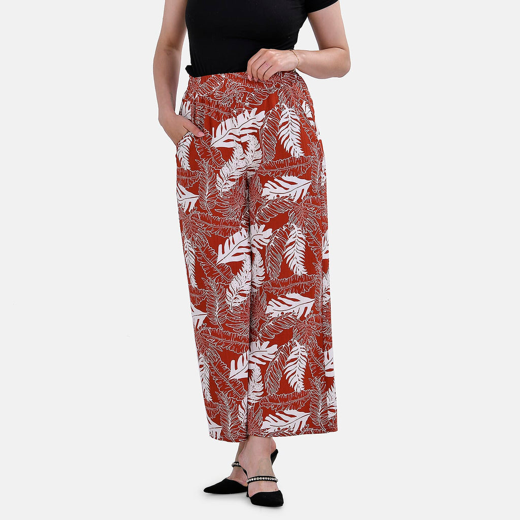 La Marey Polyester Printed Jean and Pant-Trouser (Size L) - Orange