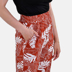 La Marey Polyester Printed Jean and Pant-Trouser (Size L) - Orange