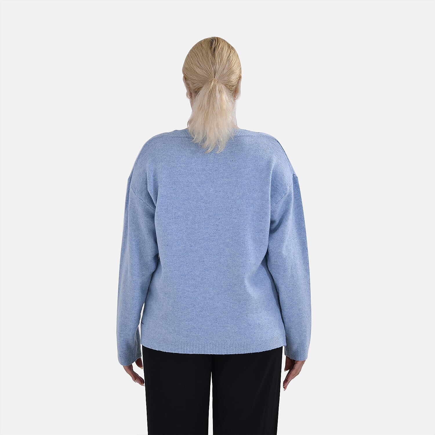 La Marey V-Neck Super Soft Jumper (Size S - 8  to 10) - Blue