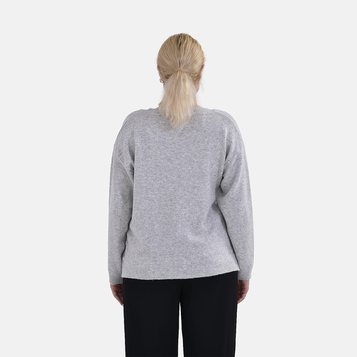 La Marey V-Neck Super Soft Jumper (Size S - 8  to 10) - Grey