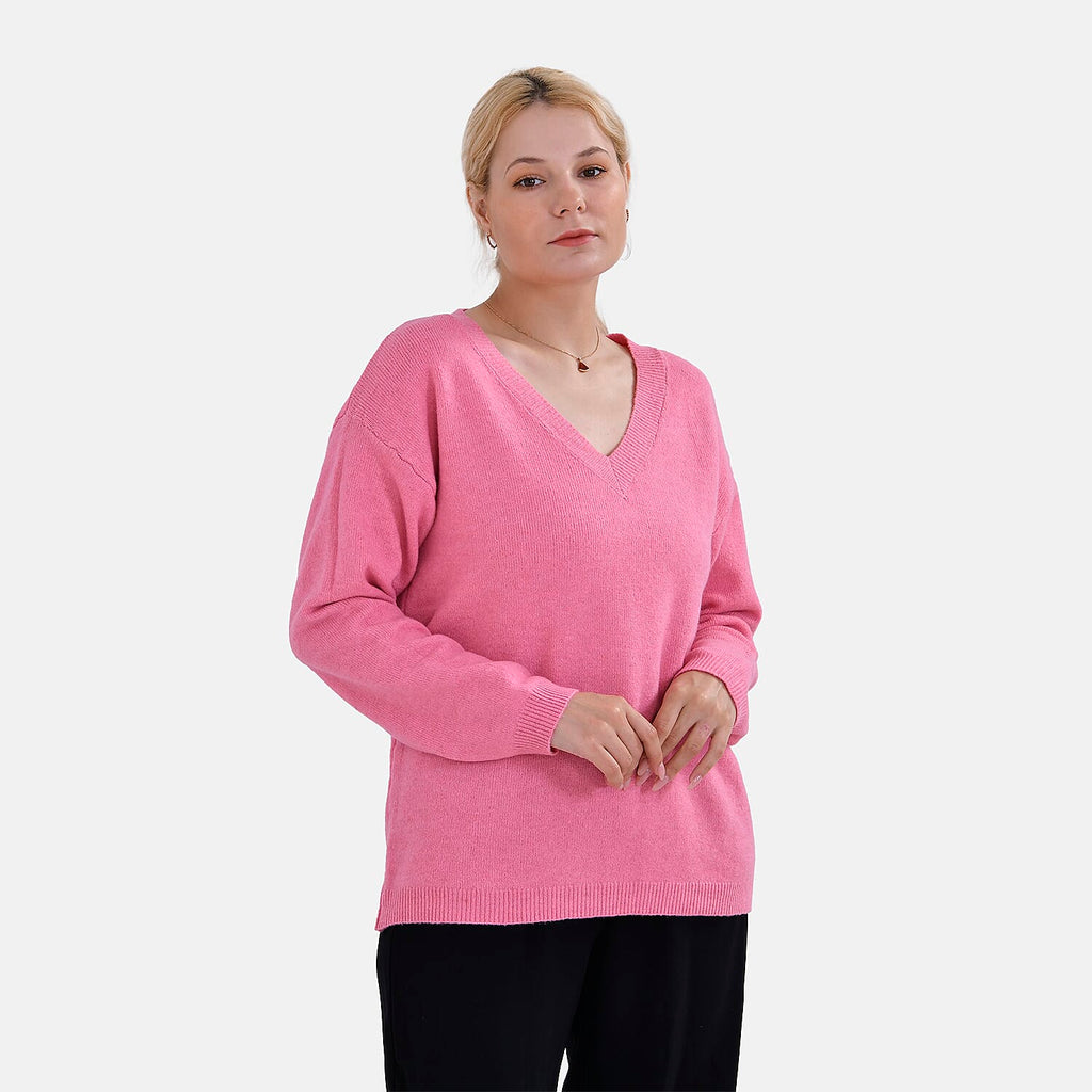 La Marey V-Neck Super Soft Jumper (Size S - 8  to 10) - Pink