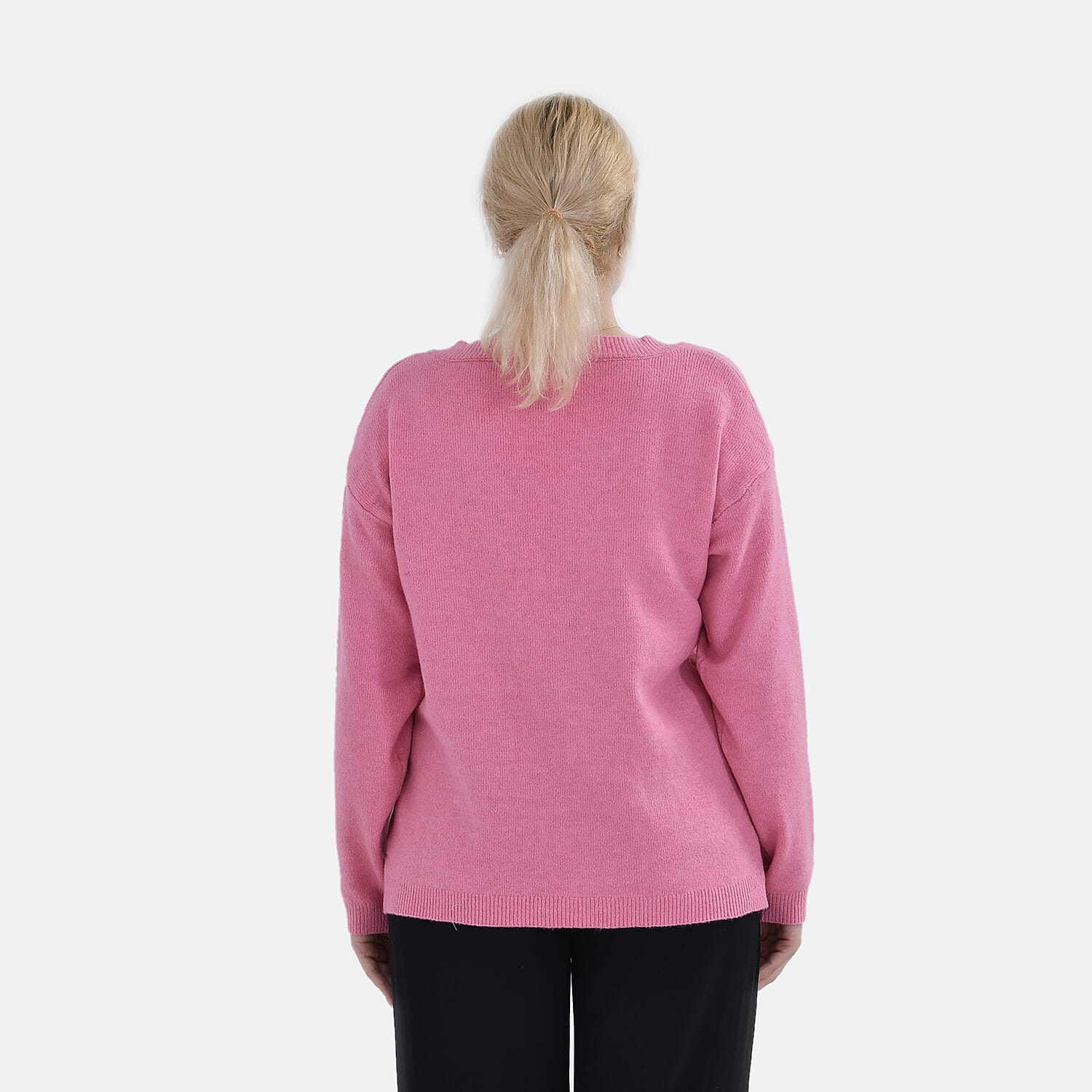 La Marey V-Neck Super Soft Jumper (Size M - 12  to 14) - Pink